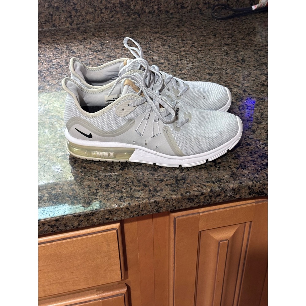 Nike Air Max Sequent 3 Wolf Grey Gold Running Shoes 908993-008 Womens 8.5